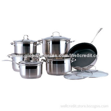 Hot sell 12pcs high quality stainless cookware set with excellent quality